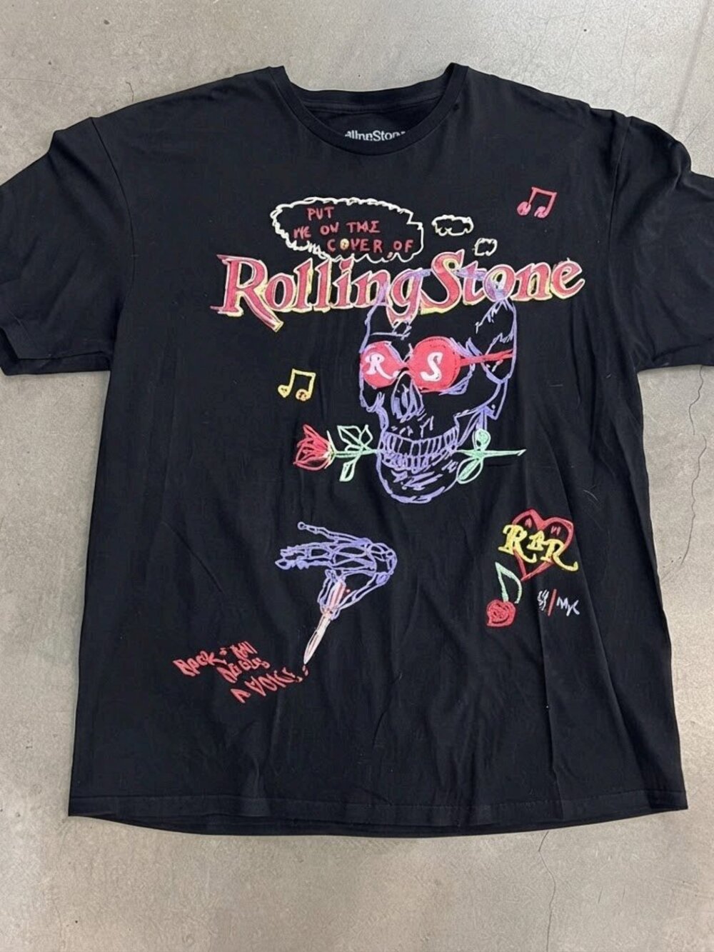 Rolling Stone Shirt, Magazine Skull Graphic Tee, Black Music Graphic T-Shirt Rep